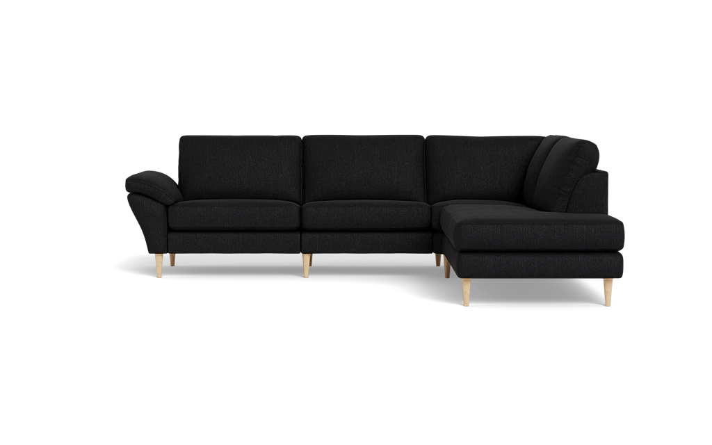 Symfoni 2018 sofa med open end - med armlæn - Vila stof - Black - Højrevendt