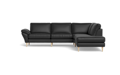 Symfoni 2018 sofa med open end - med armlæn - Semianilin/spalt læder - Black - Højrevendt