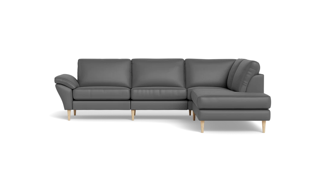 Symfoni 2018 sofa med open end - med armlæn - Semianilin/spalt læder - Grey - Højrevendt