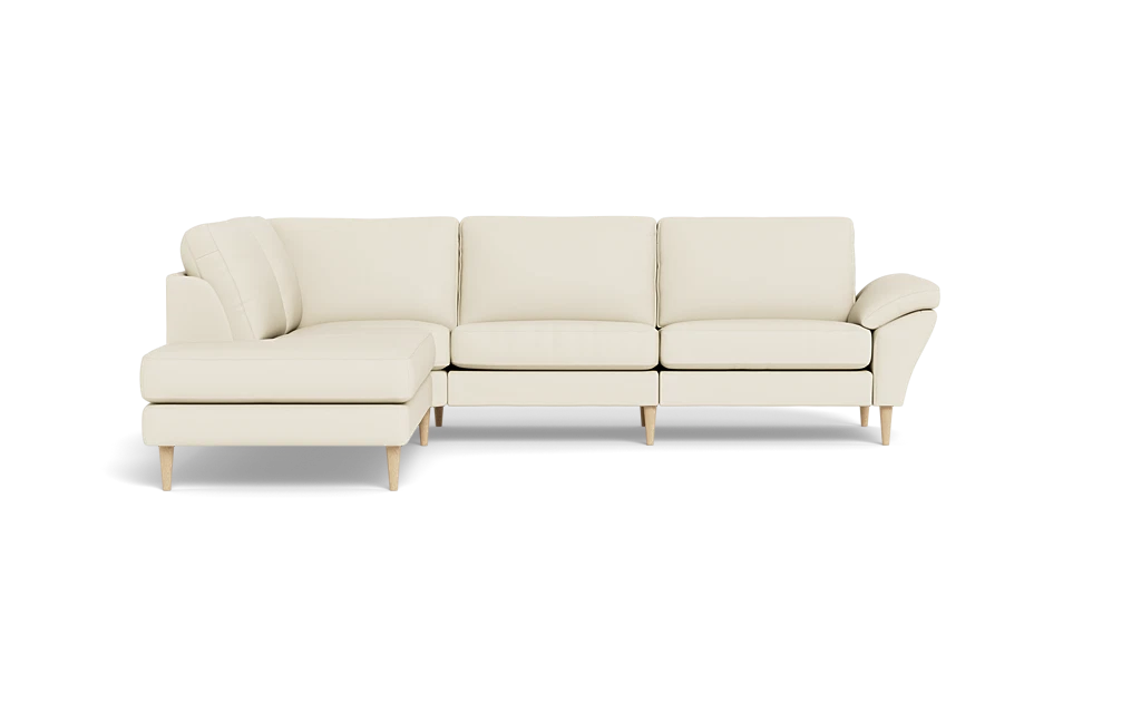 Symfoni 2018 sofa med open end - med armlæn - Soleda læder - Pure White - Venstrevendt