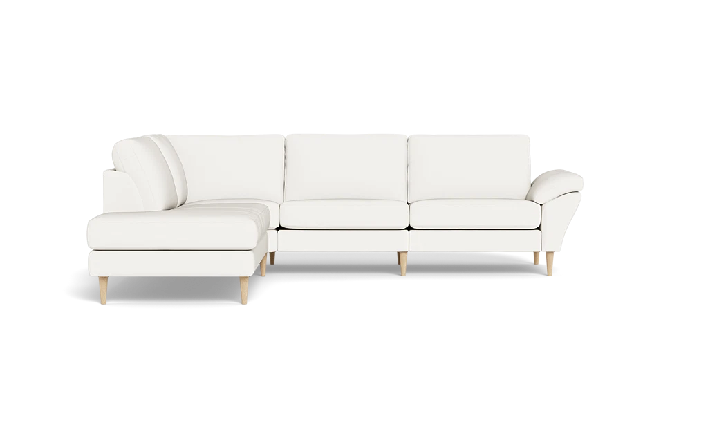 Symfoni 2018 sofa med open end - med armlæn - Semianilin/spalt læder - White - Venstrevendt