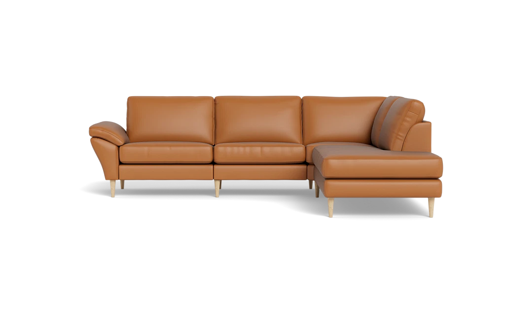 Symfoni 2018 sofa med open end - med armlæn - Anilux læder - Brandy - Højrevendt