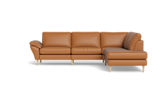 Symfoni 2018 sofa med open end - med armlæn - Anilux læder - Brandy - Højrevendt