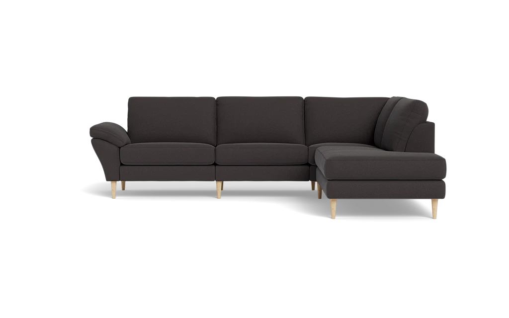 Symfoni 2018 sofa med open end - med armlæn - Bloq stof - Antracite - Højrevendt