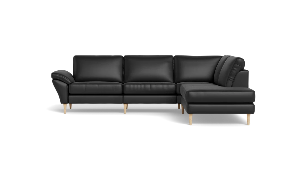 Symfoni 2018 sofa med open end - med armlæn - Anilux læder - Black - Højrevendt