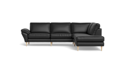 Symfoni 2018 sofa med open end - med armlæn - Anilux læder - Black - Højrevendt