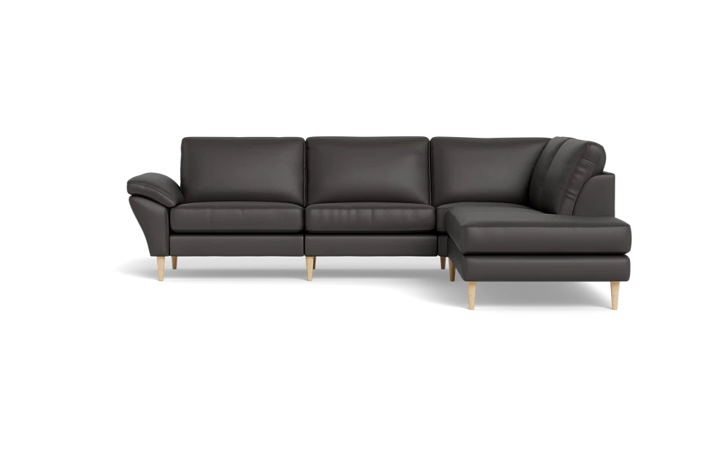 Symfoni 2018 sofa med open end - med armlæn - Soleda læder - Dark Brown - Højrevendt