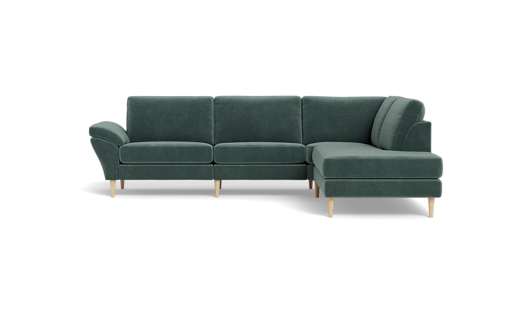 Symfoni 2018 sofa med open end - med armlæn - Adore velour - Niagara - Højrevendt