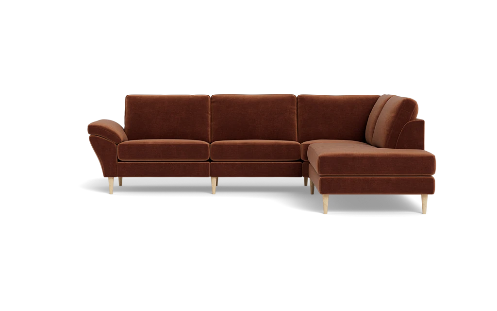 Symfoni 2018 sofa med open end - med armlæn - Adore velour - Copper - Højrevendt