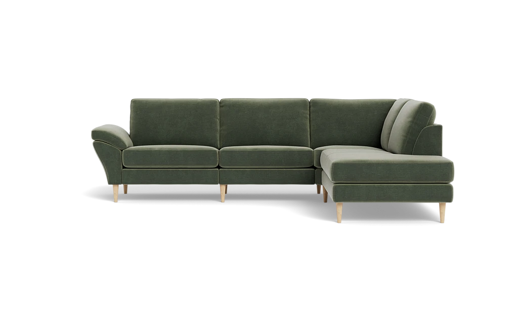 Symfoni 2018 sofa med open end - med armlæn - Adore velour - Hunter - Højrevendt