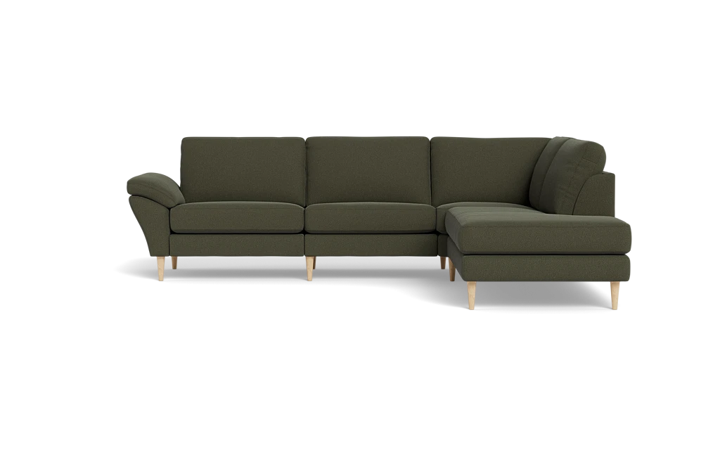 Symfoni 2018 sofa med open end - med armlæn - Bloq stof - Forrest - Højrevendt