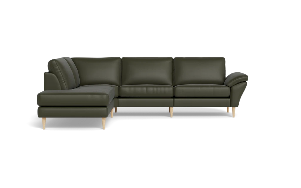 Symfoni 2018 sofa med open end - med armlæn - Semianilin/spalt læder - Hunter - Venstrevendt