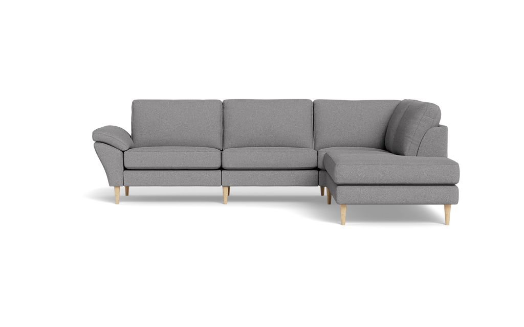 Symfoni 2018 sofa med open end - med armlæn - Bloq stof - Zinc - Højrevendt