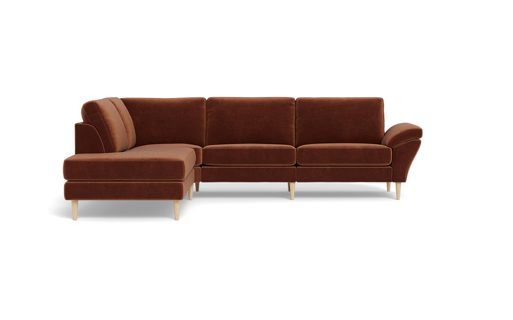 Symfoni 2018 sofa med open end - med armlæn - Adore velour - Copper - Venstrevendt