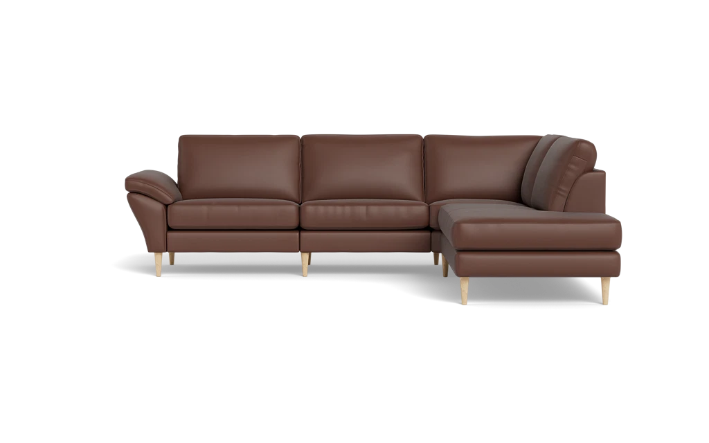 Symfoni 2018 sofa med open end - med armlæn - Semianilin/spalt læder - Marrone - Højrevendt