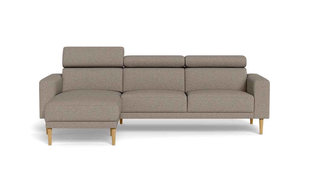 Michigan sofa med chaiselong - Firkantet armlæn - Austin stof - 04 stone - Venstrevendt