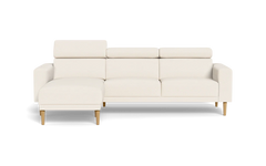 Michigan sofa med chaiselong - Firkantet armlæn - Positano stof - 02 råhvid - Venstrevendt