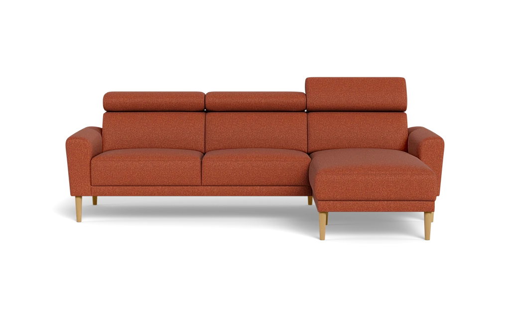 Michigan sofa med chaiselong - Afrundet armlæn - Bjorn stof - rust - Højrevendt