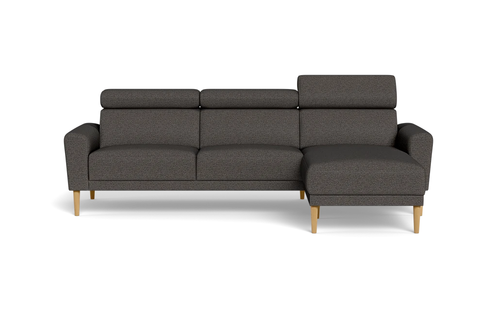 Michigan sofa med chaiselong - Afrundet armlæn - Positano stof - 95 antracit - Højrevendt