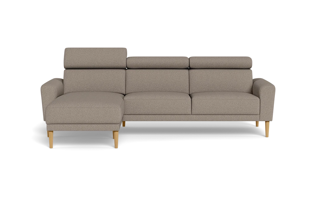 Michigan sofa med chaiselong - Afrundet armlæn - Austin stof - 04 stone - Venstrevendt