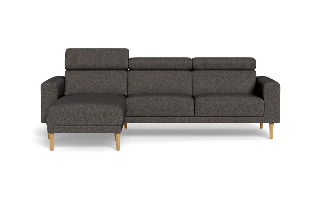 Michigan sofa med chaiselong - Firkantet armlæn - Positano stof - 95 antracit - Venstrevendt