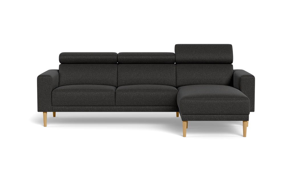 Michigan sofa med chaiselong - Firkantet armlæn - Bjorn stof - antracit - Højrevendt