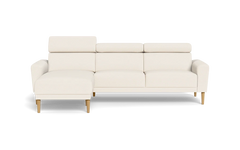 Michigan sofa med chaiselong - Afrundet armlæn - Positano stof - 02 råhvid - Venstrevendt