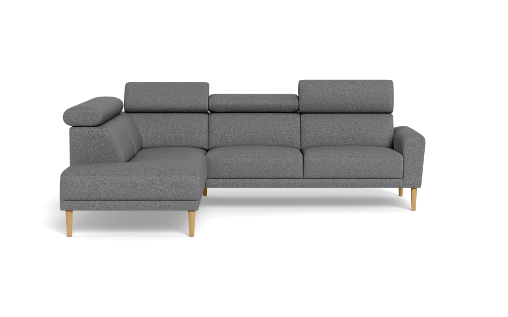 Michigan sofa med open end - Afrundet armlæn - Bjorn stof - grå - Venstrevendt