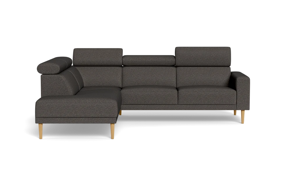 Michigan sofa med open end - Firkantet armlæn - Positano stof - 95 antracit - Venstrevendt