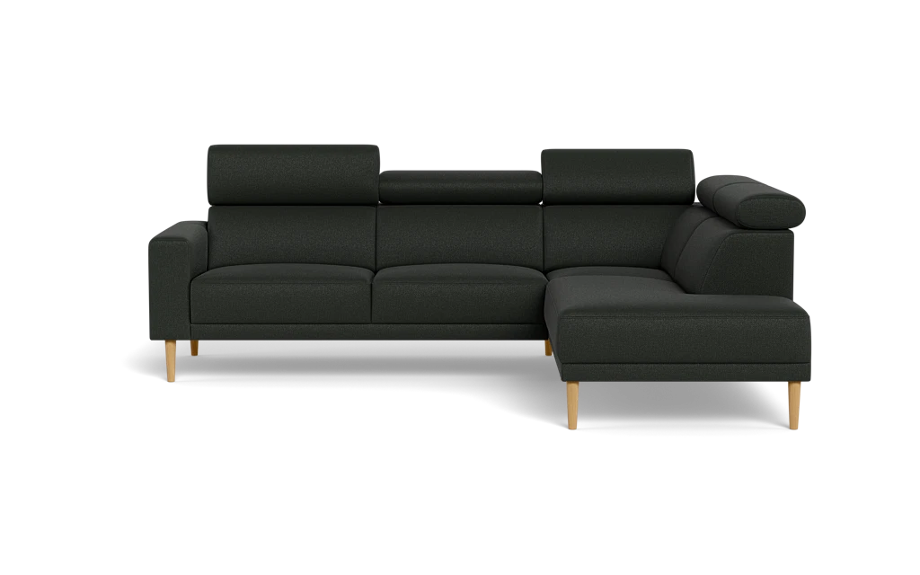 Michigan sofa med open end - Firkantet armlæn - Bjorn stof - mørkegrå - Højrevendt