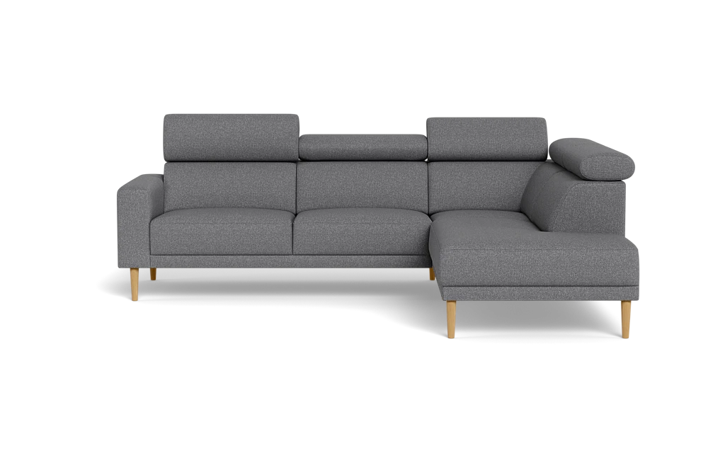 Michigan sofa med open end - Firkantet armlæn - Bjorn stof - grå - Højrevendt