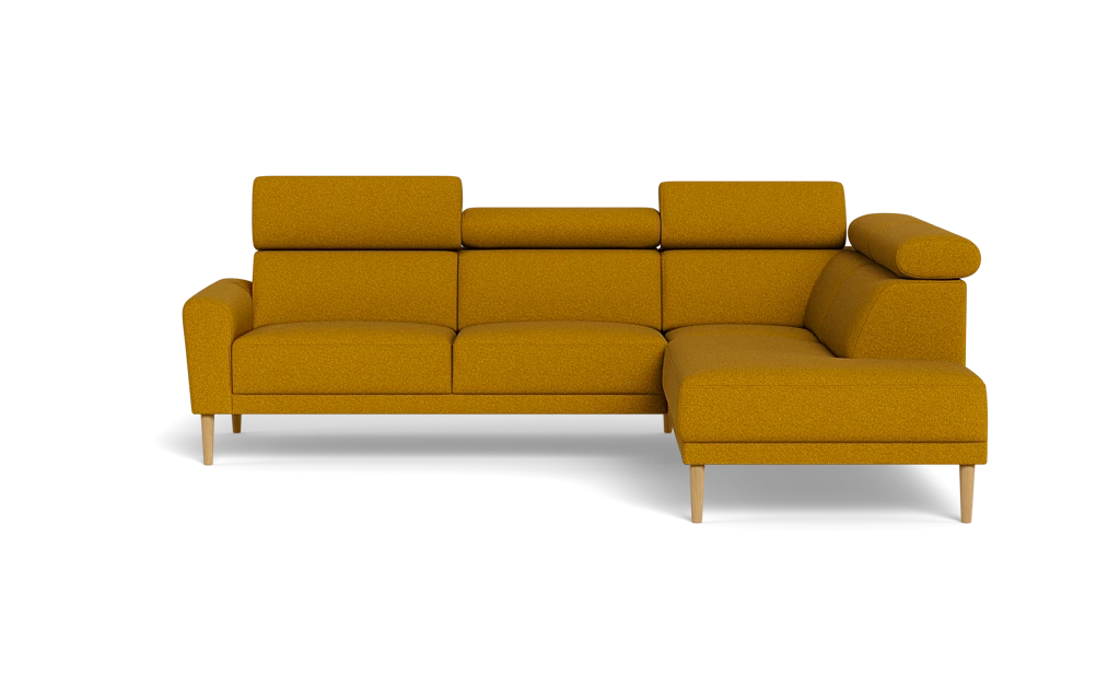 Michigan sofa med open end - Afrundet armlæn - Austin stof - 11 gul - Højrevendt