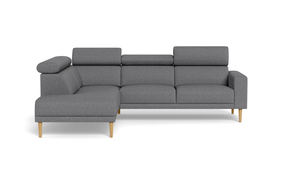 Michigan sofa med open end - Firkantet armlæn - Bjorn stof - grå - Venstrevendt