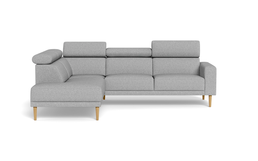 Michigan sofa med open end - Firkantet armlæn - Bjorn stof - lysegrå - Venstrevendt