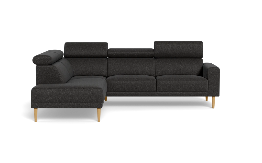 Michigan sofa med open end - Firkantet armlæn - Bjorn stof - antracit - Venstrevendt