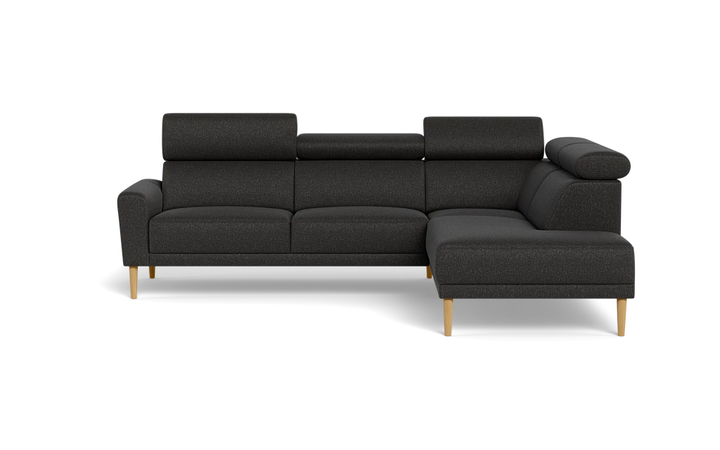 Michigan sofa med open end - Afrundet armlæn - Bjorn stof - antracit - Højrevendt
