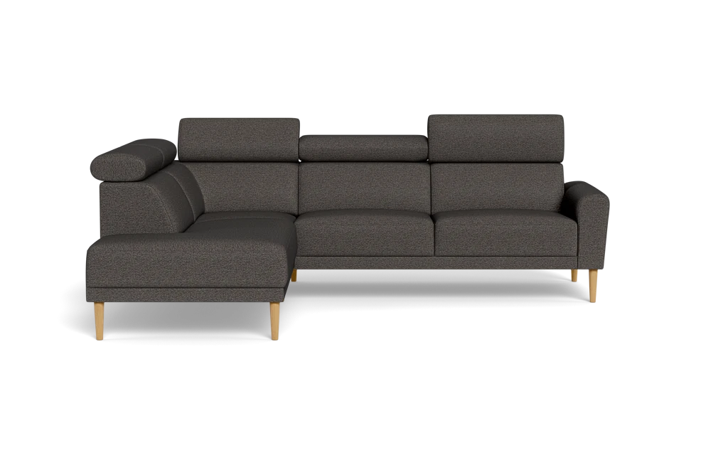 Michigan sofa med open end - Afrundet armlæn - Positano stof - 95 antracit - Venstrevendt