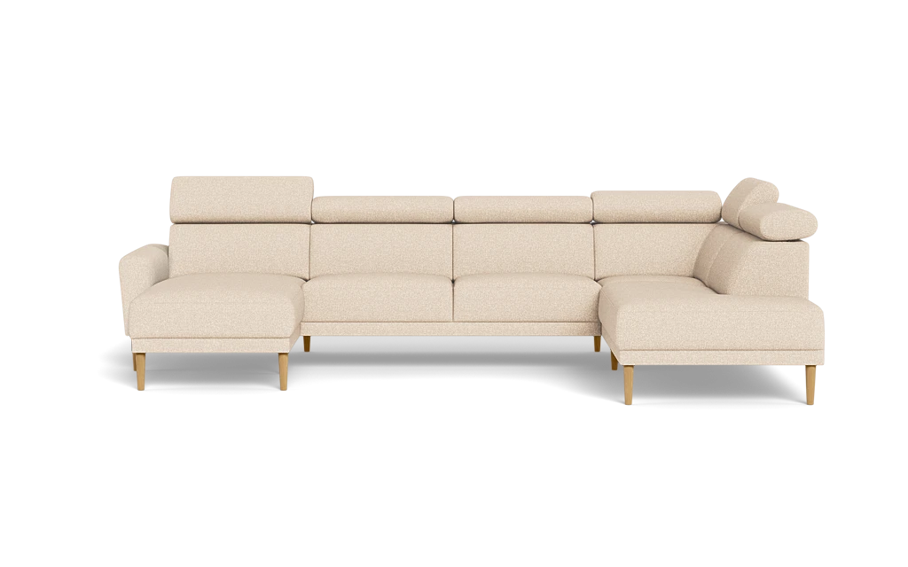 Michigan sofa med chaiselong og open end - Afrundet armlæn - Bjorn stof - beige - Højrevendt