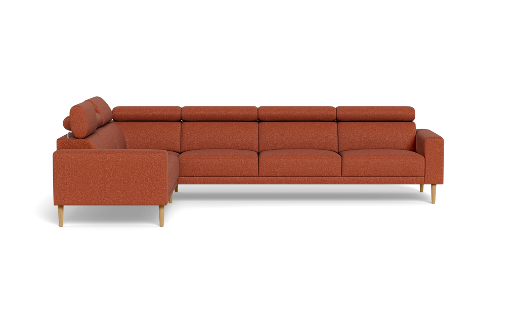 Michigan hjørnesofa - Firkantet armlæn - Bjorn stof - rust - Venstrevendt