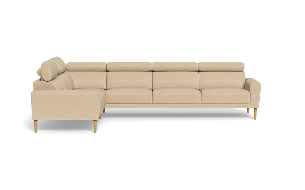 Michigan hjørnesofa - Afrundet armlæn - Positano stof - 08 sand - Venstrevendt