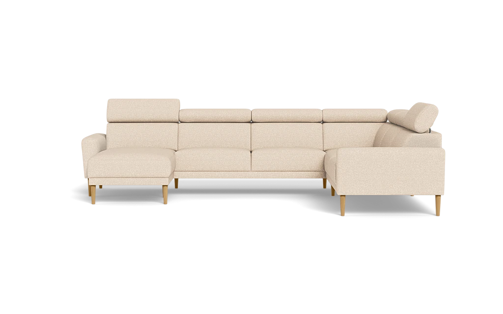 Michigan hjørnesofa med chaiselong - Afrundet armlæn - Bjorn stof - beige - Højrevendt