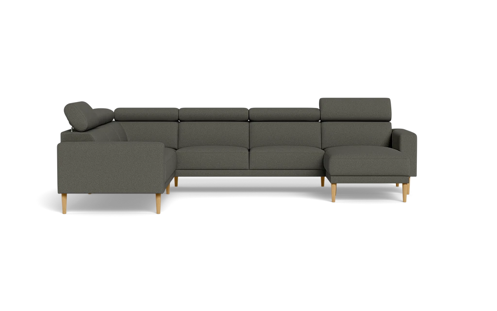 Michigan hjørnesofa med chaiselong - Firkantet armlæn - Austin stof - 20 grå - Venstrevendt