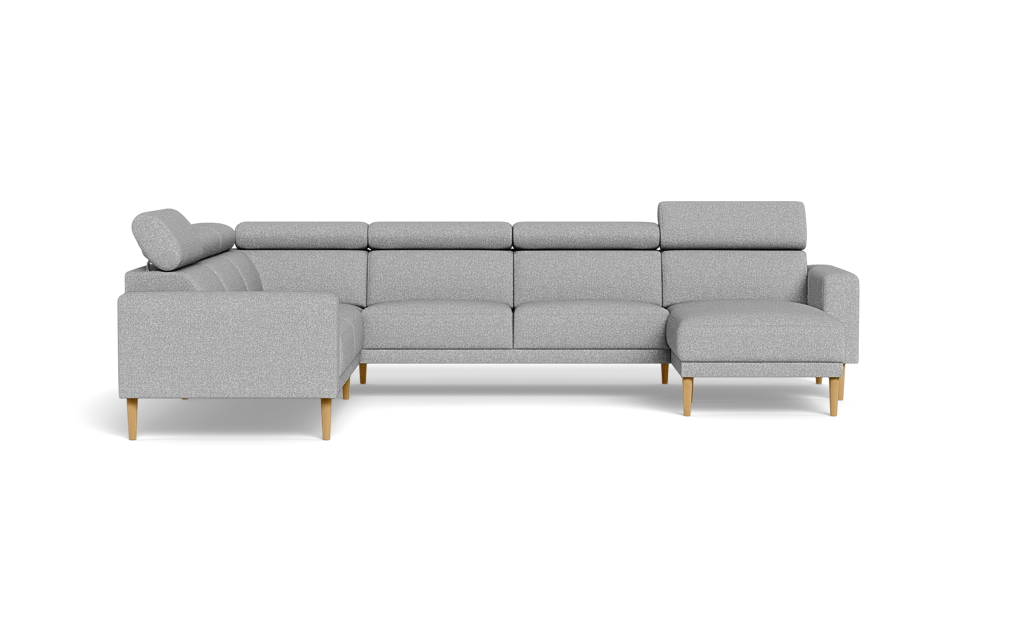 Michigan hjørnesofa med chaiselong - Firkantet armlæn - Bjorn stof - lysegrå - Venstrevendt