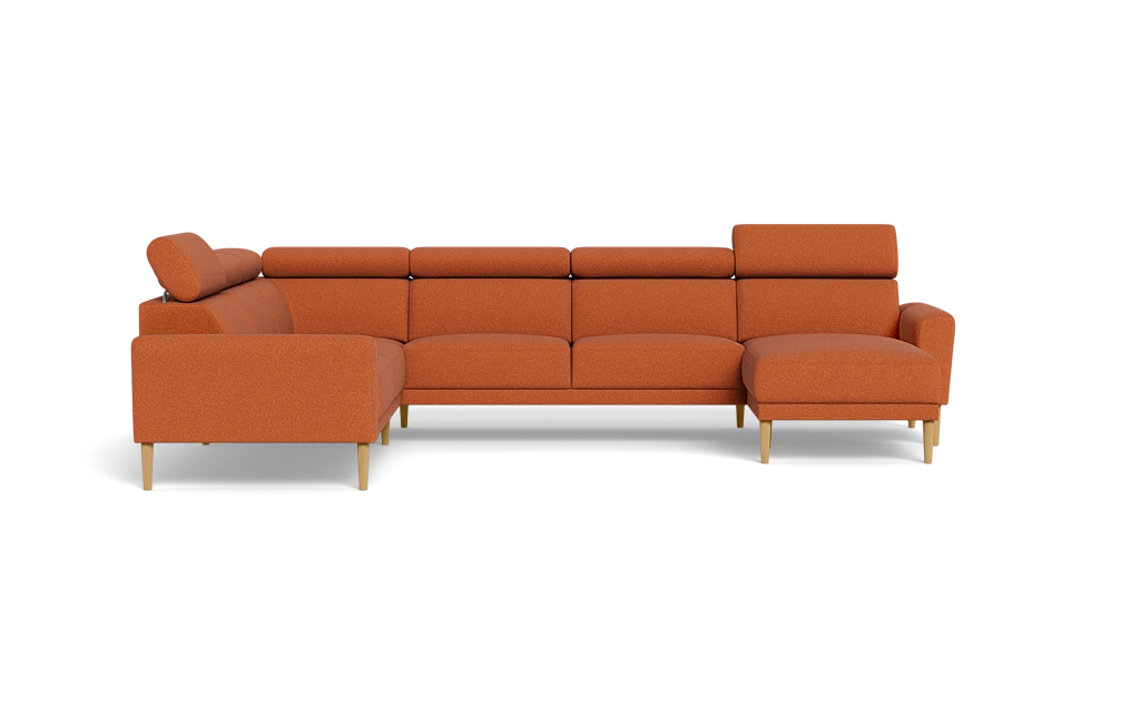 Michigan hjørnesofa med chaiselong - Afrundet armlæn - Austin stof - 9 rust - Venstrevendt