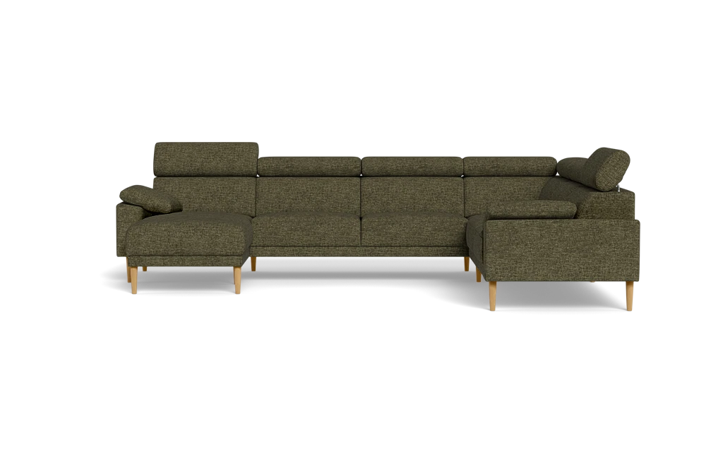 Michigan hjørnesofa med chaiselong - Armpude - Brego stof - 77 grøn - Højrevendt