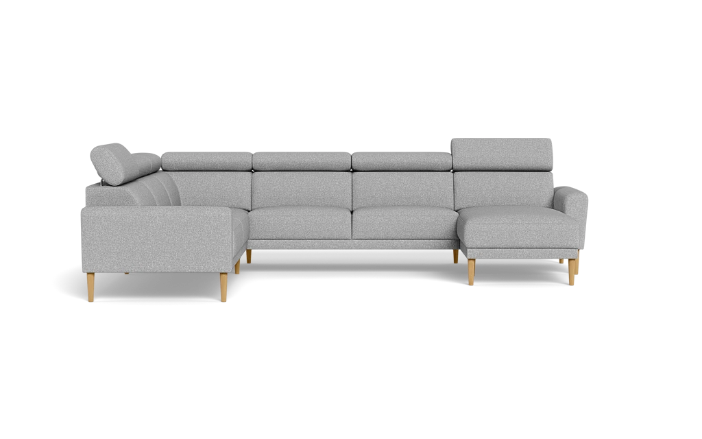 Michigan hjørnesofa med chaiselong - Afrundet armlæn - Bjorn stof - lysegrå - Venstrevendt