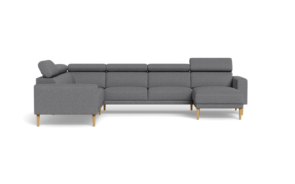 Michigan hjørnesofa med chaiselong - Firkantet armlæn - Bjorn stof - grå - Venstrevendt