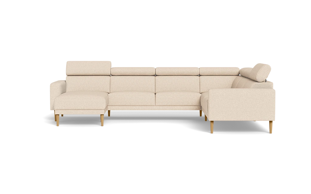 Michigan hjørnesofa med chaiselong - Firkantet armlæn - Bjorn stof - beige - Højrevendt