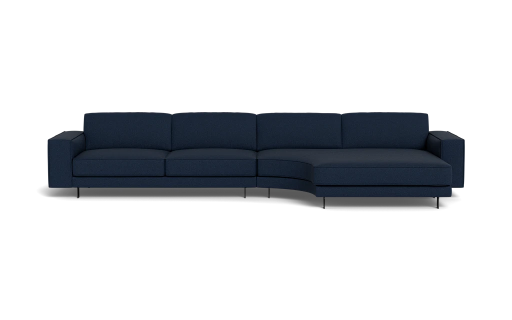 Samba Day sofa med rund chaiselong og Pedro arm - Salento stof - 48 dark blue
