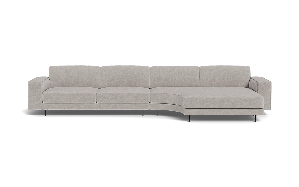 Samba Day sofa med rund chaiselong og Pedro arm - Mito stof - 72 ash grey